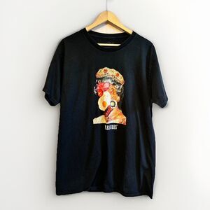 Pleasures Graphic T-Shirt Mens Large Black Art Collage Print Streetwear